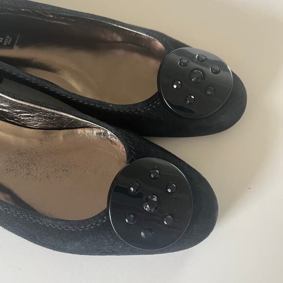 Claudia Ciuti Black Suede Emblem Flat Women's 7N Made in Italy Ballet Slip On - Picture 2 of 7